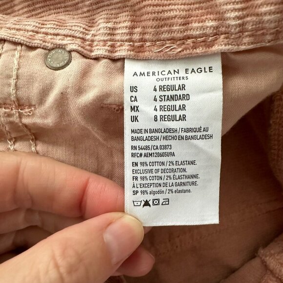 American Eagle Womens Pink Corduroy Pants Size 4 Regular Super Stretch - Picture 6 of 7